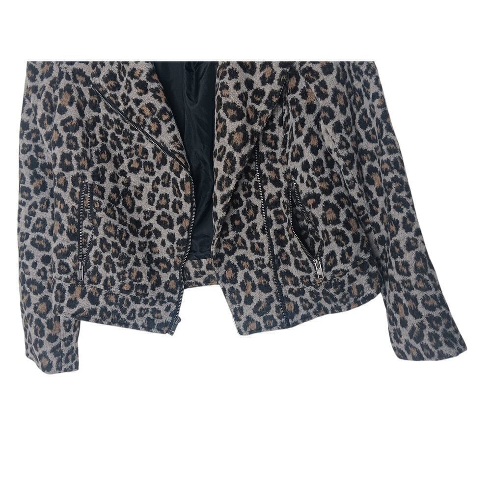 Cupcakes & Cashmere Margaux Wool-blend Jacket in Cheetah Moto Animal Print SZ S - Picture 6 of 16